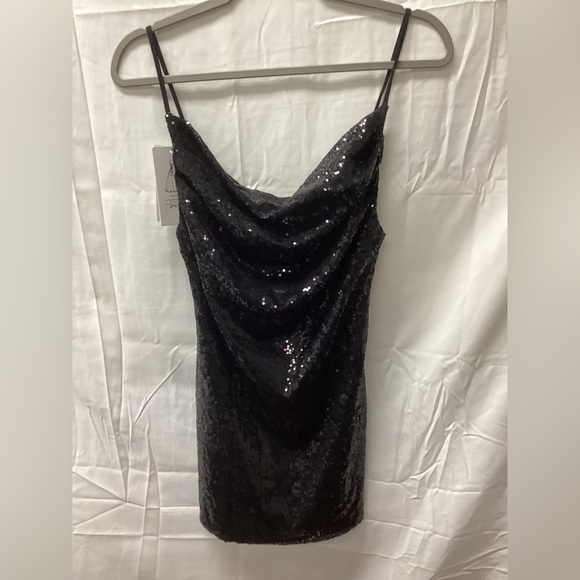 Spaghetti Strap Sequin Adjustable Cami Dress - Picture 1 of 5